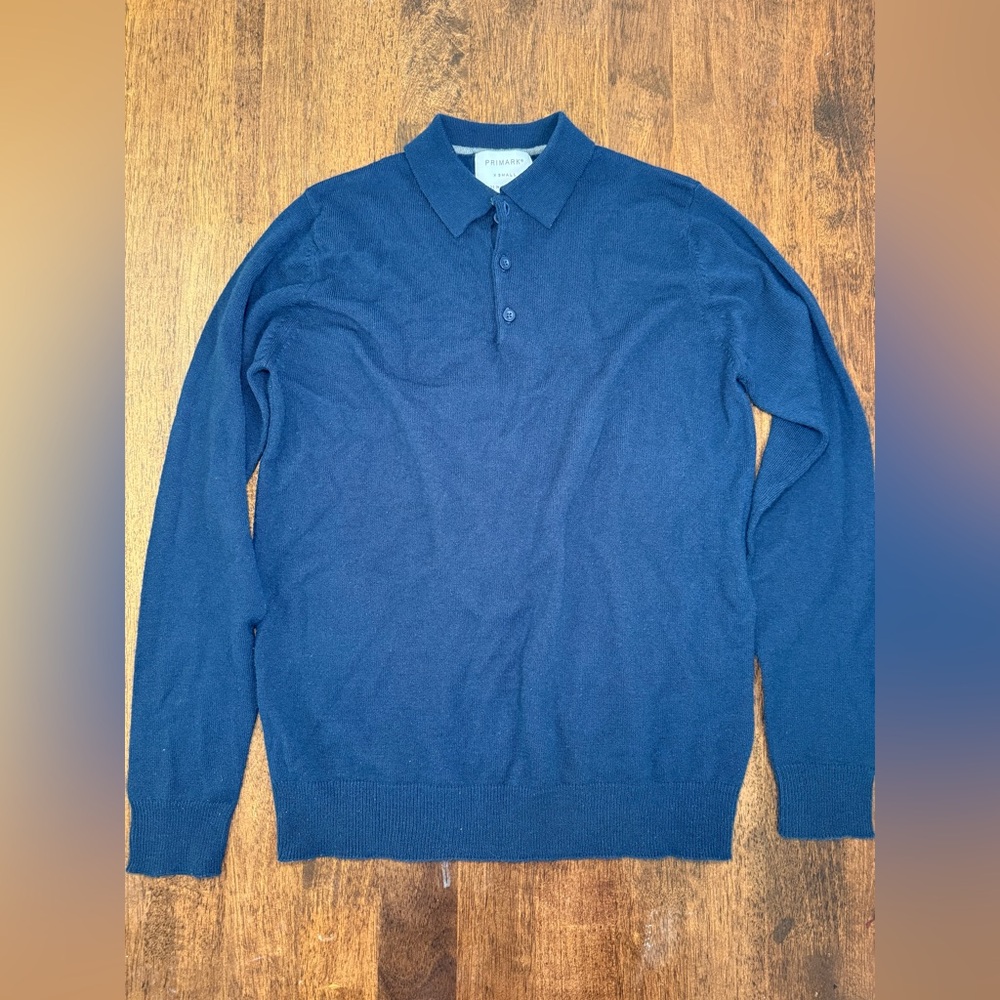 Primark Blue Polo Shirt Classic Knit Design